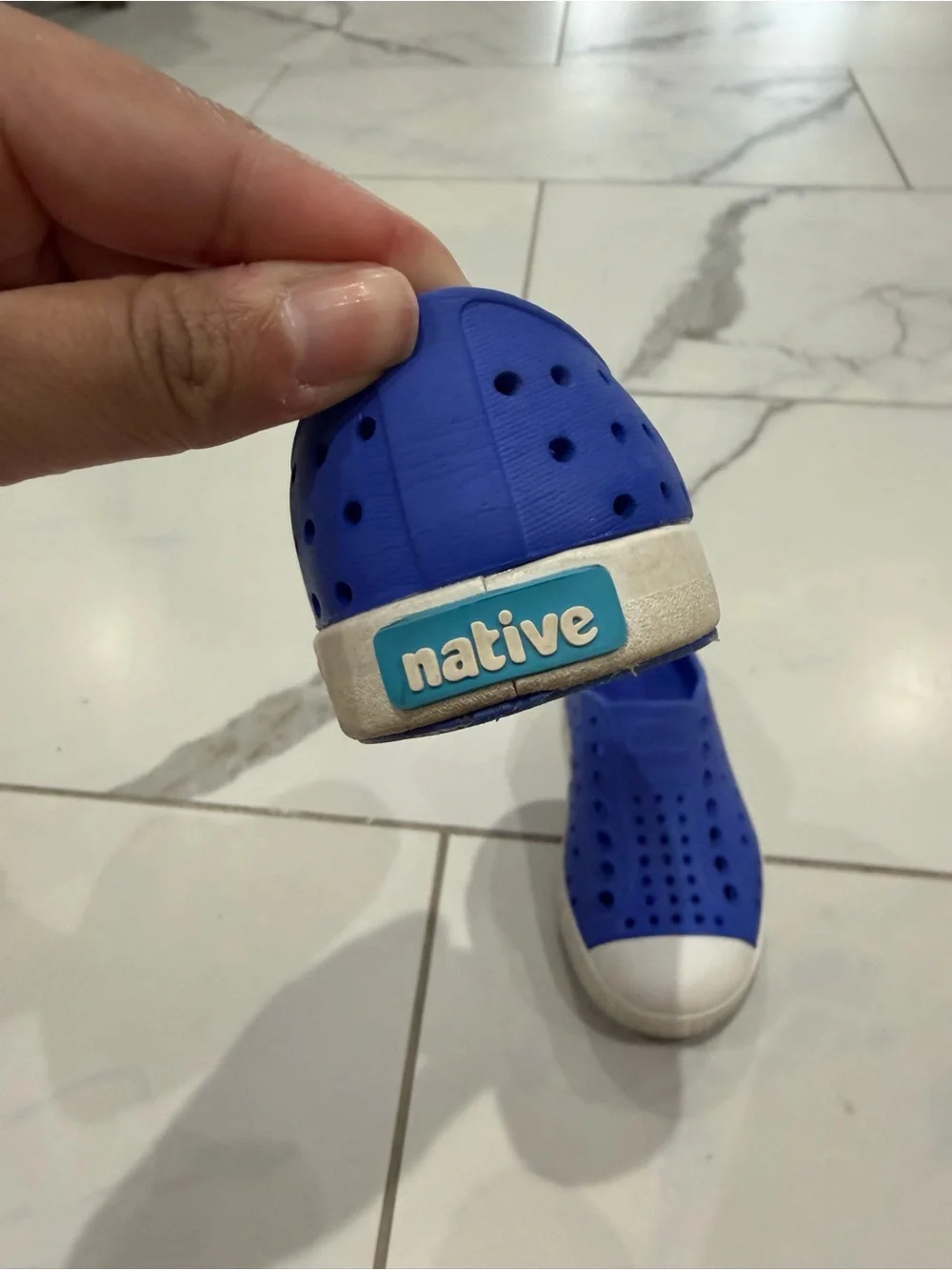 Native Kids Water Shoe Slip-On in Royal Blue with White Toe